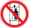Запрещается подъем (спуск) людей по шахтному стволу (запрещается транспортировка пассажиров). Запрещающий знак.