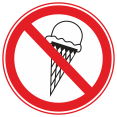 Вход с мороженым запрещен.  Запрещающий знак.